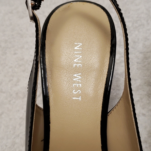 Nine West Rebellion black leather slingbacks, 6.5 - Picture 3 of 12